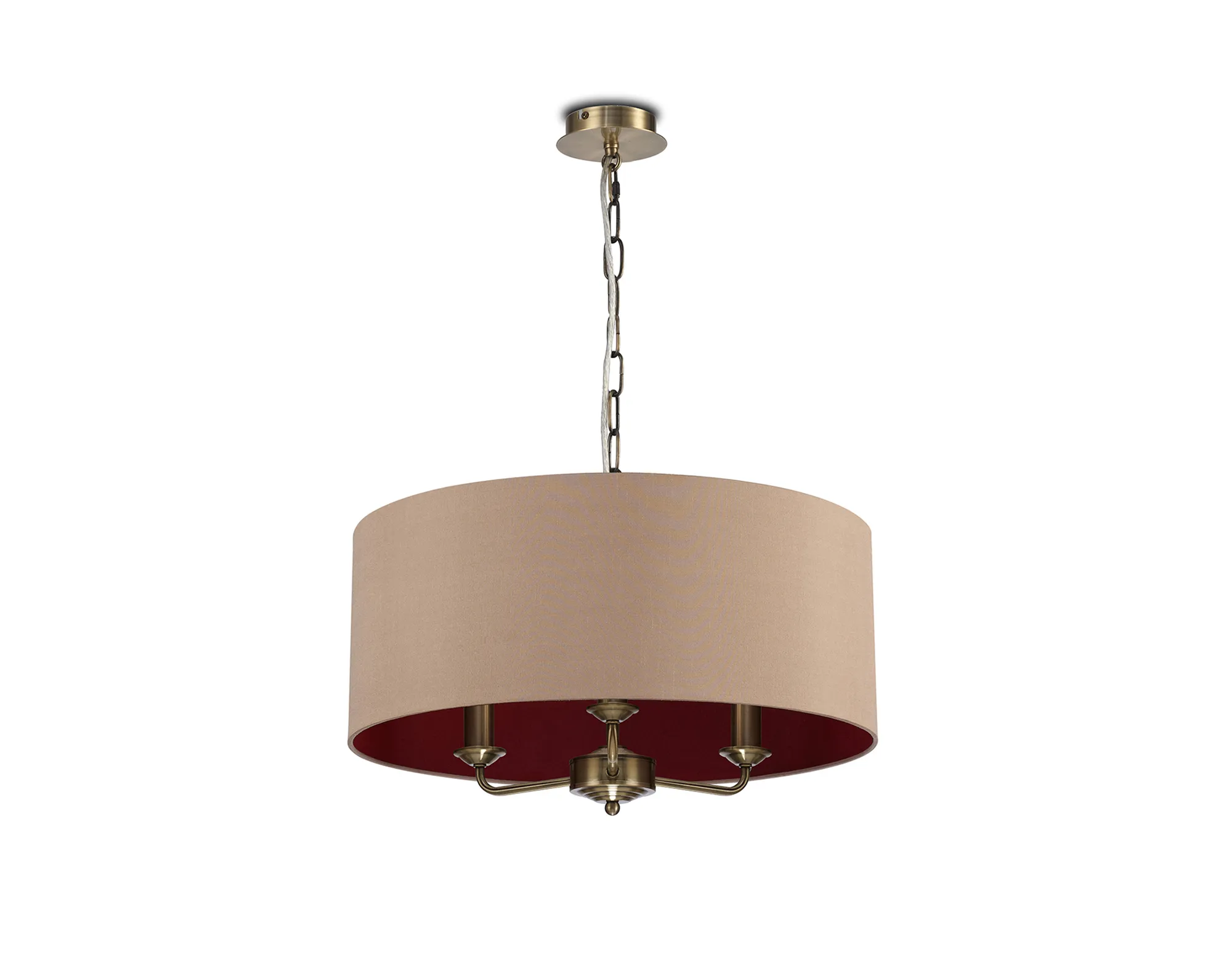 Banyan 50cm 3 Light Pendant Antique Brass, Antique Gold/Ruby DK0045  Deco Banyan AB AG